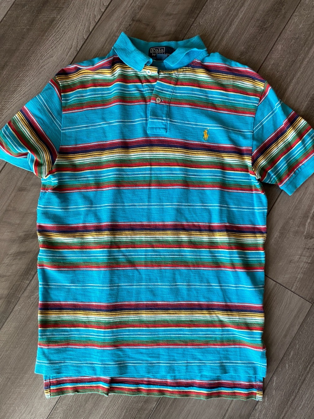 Y2K Vtg Polo Ralph Lauren Indian Serape Blanket Stripe T Shirt S Rainbow Navajo